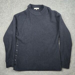 Tibi Sweater Womens Medium Blue Shoulder Slit Wool Blend Chic Minimalist